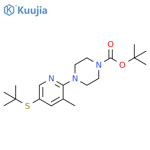 4-(5-tert-Butylsulfanyl-3-methyl-pyridin-2-yl)-piperazine-1-carboxylic acid tert-butyl ester structure