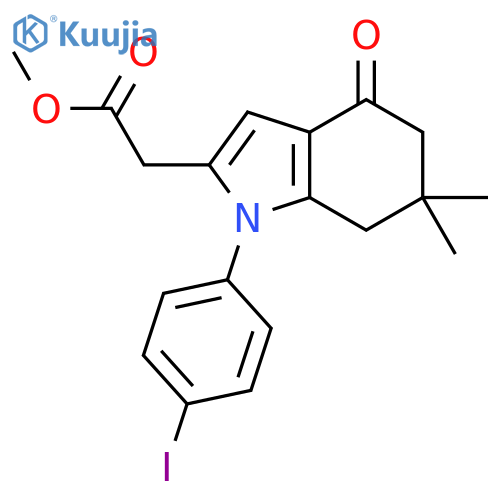 [1-(4-Iodo-phenyl)-6,6-dimethyl-4-oxo-4,5,6,7-tetrahydro-1H-indol-2-yl]-acetic acid methyl ester structure