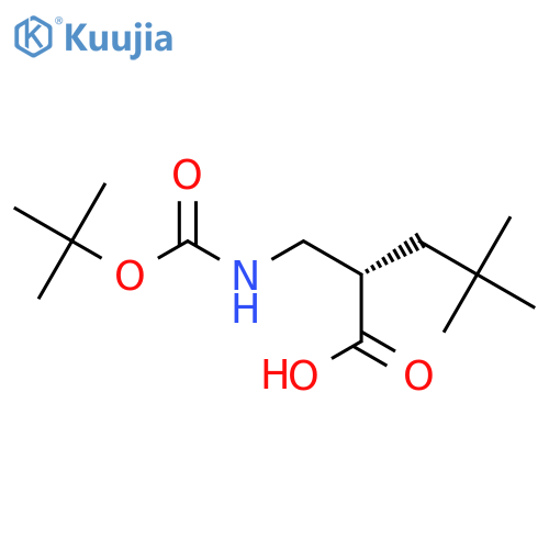 (2S)-4,4-Dimethyl-2-[[(2-methylpropan-2-yl)oxycarbonylamino]methyl]pentanoic acid structure