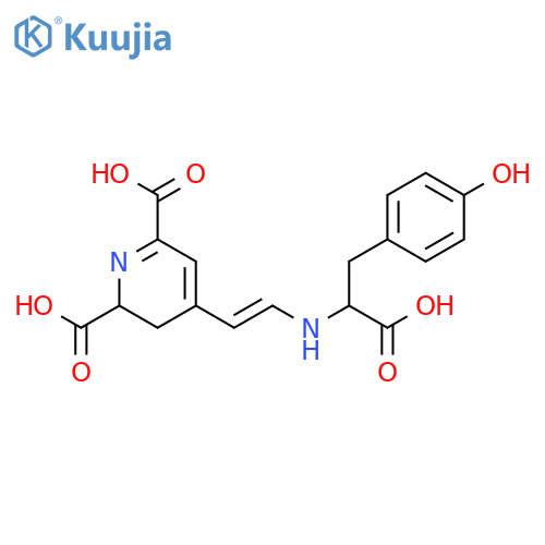 (2S)-4-[(E)-2-{[(1S)-1-carboxy-2-(4-hydroxyphenyl)ethyl]amino}ethenyl]-2,3-dihydropyridine-2,6-dicarboxylic acid structure