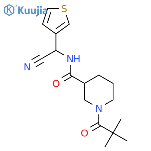N-[cyano(thiophen-3-yl)methyl]-1-(2,2-dimethylpropanoyl)piperidine-3-carboxamide structure