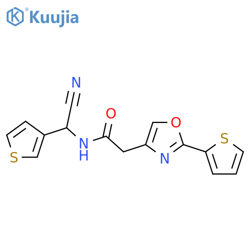 N-[cyano(thiophen-3-yl)methyl]-2-[2-(thiophen-2-yl)-1,3-oxazol-4-yl]acetamide structure