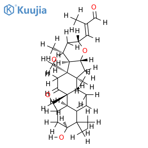 (3S,8S,9R,10R,13R,14S,16R,17R,21S,23R,24E)-16,23-epoxy-3,20-dihydroxycucurbit-27-aldehyde-5,24-dien-11-one structure