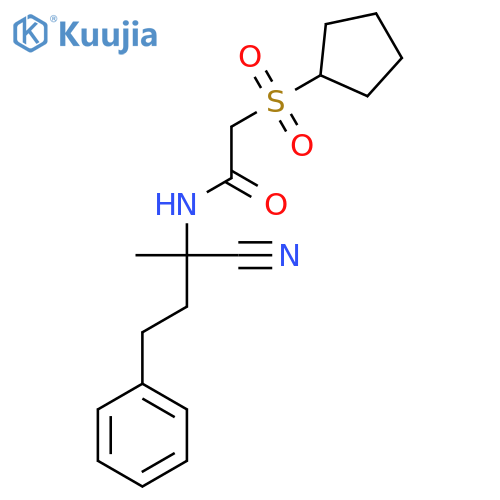 N-(1-cyano-1-methyl-3-phenylpropyl)-2-(cyclopentanesulfonyl)acetamide structure