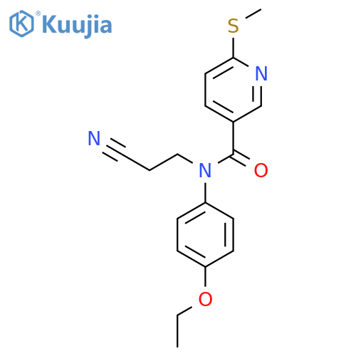 N-(2-cyanoethyl)-N-(4-ethoxyphenyl)-6-(methylsulfanyl)pyridine-3-carboxamide structure