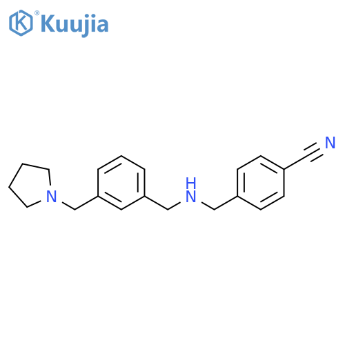 4-{({3-(pyrrolidin-1-yl)methylphenyl}methyl)aminomethyl}benzonitrile structure