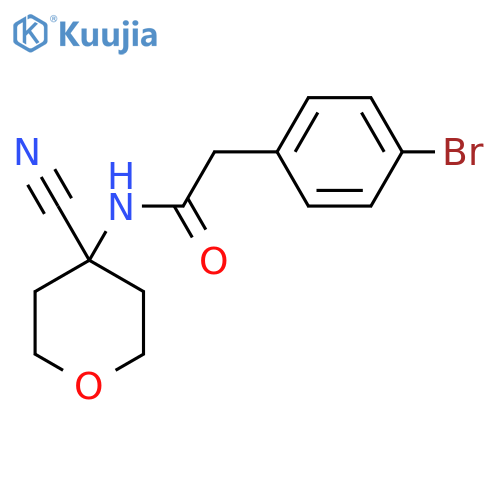 2-(4-bromophenyl)-N-(4-cyanooxan-4-yl)acetamide structure