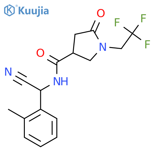 N-[cyano(2-methylphenyl)methyl]-5-oxo-1-(2,2,2-trifluoroethyl)pyrrolidine-3-carboxamide structure