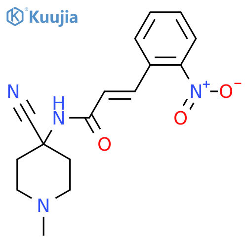 N-(4-cyano-1-methylpiperidin-4-yl)-3-(2-nitrophenyl)prop-2-enamide structure
