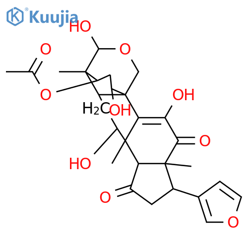 24-Norchola-9(11),20,22-triene-4-carboxaldehyde, 3-(acetyloxy)-21,23-epoxy-1,7,11,19-tetrahydroxy-4,8-dimethyl-12,15-dioxo-, cyclic 4,19-hemiacetal, (αR,1α,3α,4β,5α,7α,13α,17α)- structure