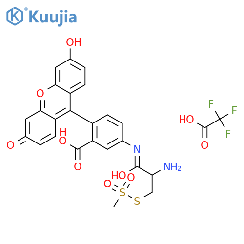 (R)-2-Amino-2-(5-fluoresceinyl)aminocarbonylethyl Methanethiosulfonate, Trifluoroacetic Acid Salt structure