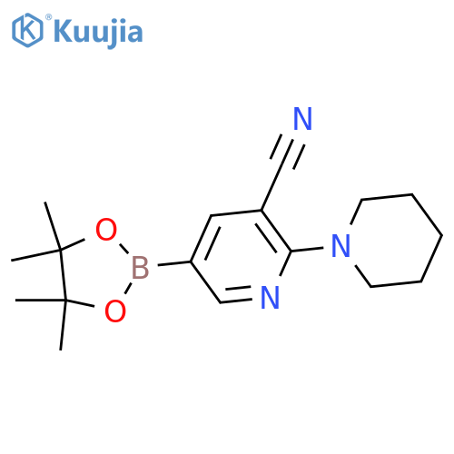 3-Cyano-2-piperidinopyridine-5-boronic acid, pinacol ester structure