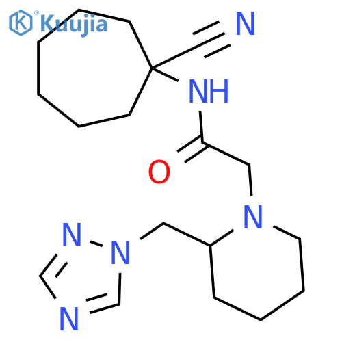 N-(1-cyanocycloheptyl)-2-{2-[(1H-1,2,4-triazol-1-yl)methyl]piperidin-1-yl}acetamide structure