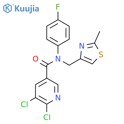 5,6-dichloro-N-(4-fluorophenyl)-N-[(2-methyl-1,3-thiazol-4-yl)methyl]pyridine-3-carboxamide structure