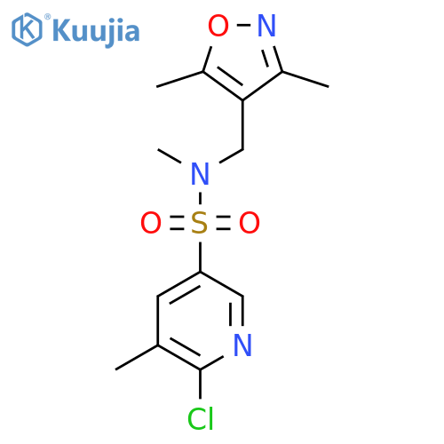 6-chloro-N-[(3,5-dimethyl-1,2-oxazol-4-yl)methyl]-N,5-dimethylpyridine-3-sulfonamide structure