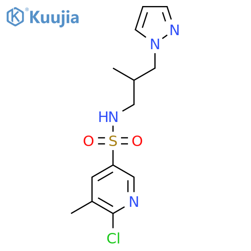6-chloro-5-methyl-N-[2-methyl-3-(1H-pyrazol-1-yl)propyl]pyridine-3-sulfonamide structure