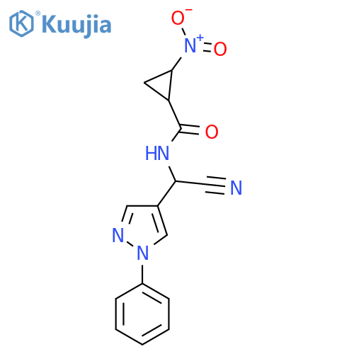 N-[cyano(1-phenyl-1H-pyrazol-4-yl)methyl]-2-nitrocyclopropane-1-carboxamide structure