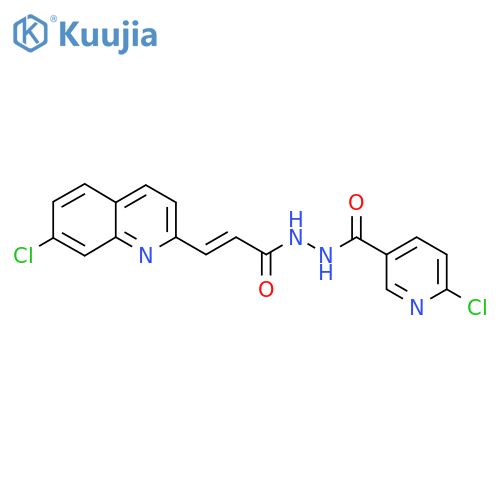 6-chloro-N'-[3-(7-chloroquinolin-2-yl)prop-2-enoyl]pyridine-3-carbohydrazide structure