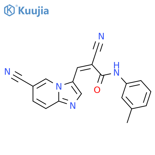 (Z)-2-cyano-3-(6-cyanoimidazo[1,2-a]pyridin-3-yl)-N-(3-methylphenyl)prop-2-enamide structure