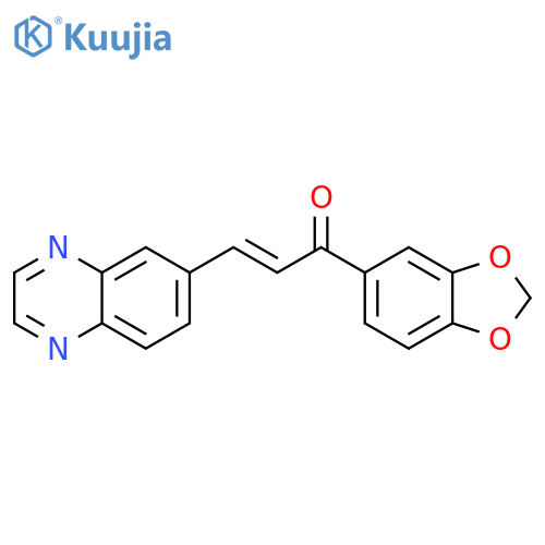 (2E)-1-(2H-1,3-benzodioxol-5-yl)-3-(quinoxalin-6-yl)prop-2-en-1-one structure