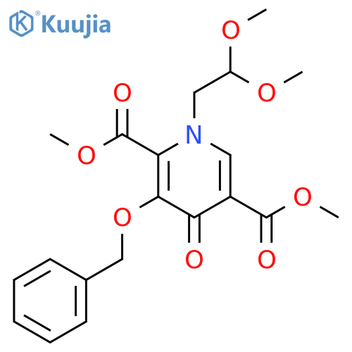 Dimethyl 3-(benzyloxy)-1-(2,2-dimethoxyethyl)-4-oxo-1,4-dihydropyridine-2,5-dicarboxylate structure