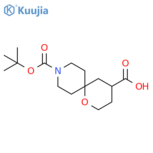 9-tert-butoxycarbonyl-1-oxa-9-azaspiro[5.5]undecane-4-carboxylic acid structure