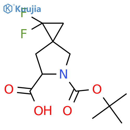 (6S)-5-tert-butoxycarbonyl-2,2-difluoro-5-azaspiro[2.4]heptane-6-carboxylic acid structure