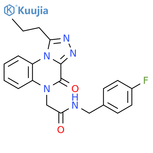 N-[(4-fluorophenyl)methyl]-2-{4-oxo-1-propyl-4H,5H-[1,2,4]triazolo[4,3-a]quinoxalin-5-yl}acetamide structure