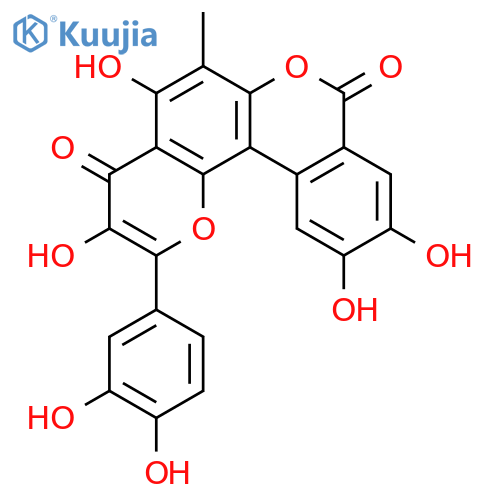 2-(3,4-dihydroxyphenyl)-3,5,10,11-tetrahydroxy-6-methyl-4H,8H-[2]benzopyrano[3,4-h]-1-benzopyran-4,8-dione structure