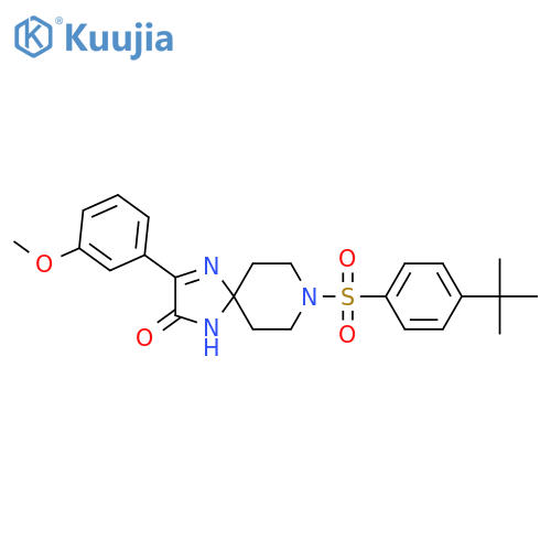 8-(4-tert-butylbenzenesulfonyl)-3-(3-methoxyphenyl)-1,4,8-triazaspiro[4.5]dec-3-en-2-one structure