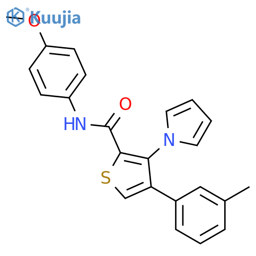 N-(4-methoxyphenyl)-4-(3-methylphenyl)-3-(1H-pyrrol-1-yl)thiophene-2-carboxamide structure