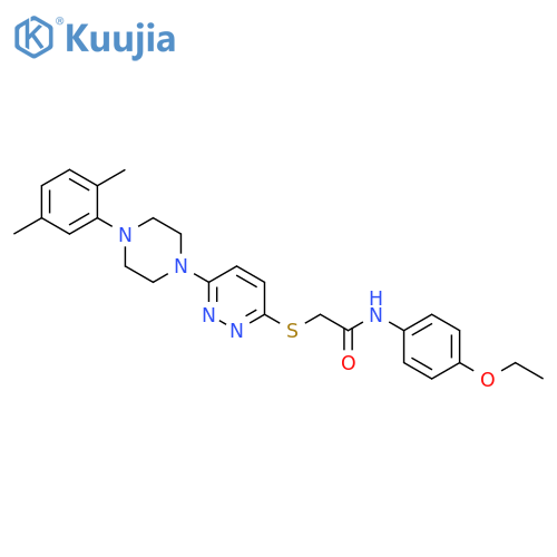 2-({6-[4-(2,5-dimethylphenyl)piperazin-1-yl]pyridazin-3-yl}sulfanyl)-N-(4-ethoxyphenyl)acetamide structure