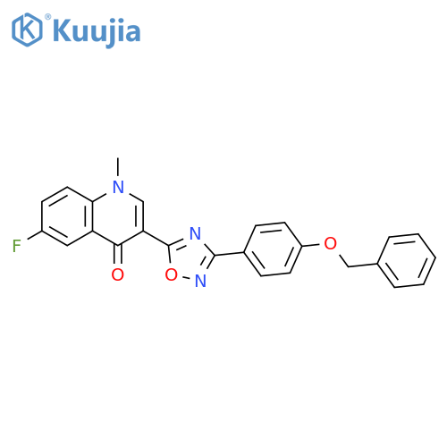 3-{3-[4-(benzyloxy)phenyl]-1,2,4-oxadiazol-5-yl}-6-fluoro-1-methyl-1,4-dihydroquinolin-4-one structure
