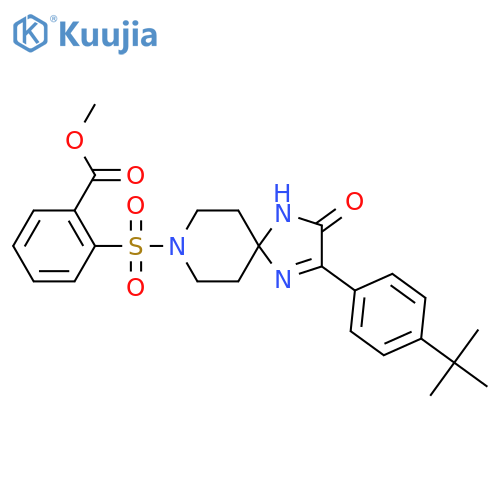Methyl 2-{[2-(4-tert-butylphenyl)-3-oxo-1,4,8-triazaspiro[4.5]dec-1-en-8-yl]sulfonyl}benzoate structure