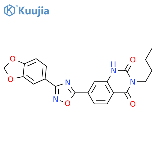 7-[3-(2H-1,3-benzodioxol-5-yl)-1,2,4-oxadiazol-5-yl]-3-butyl-1,2,3,4-tetrahydroquinazoline-2,4-dione structure