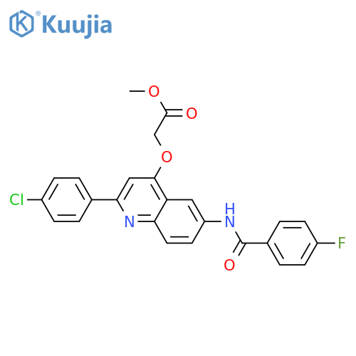 methyl 2-{[2-(4-chlorophenyl)-6-(4-fluorobenzamido)quinolin-4-yl]oxy}acetate structure