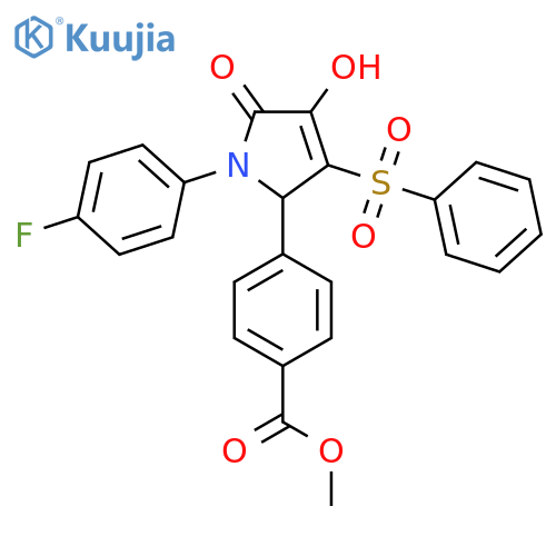 methyl 4-[3-(benzenesulfonyl)-1-(4-fluorophenyl)-4-hydroxy-5-oxo-2,5-dihydro-1H-pyrrol-2-yl]benzoate structure