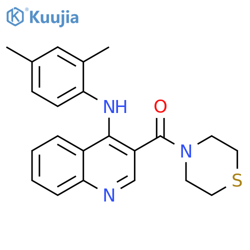 N-(2,4-dimethylphenyl)-3-(thiomorpholine-4-carbonyl)quinolin-4-amine structure