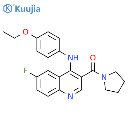 N-(4-ethoxyphenyl)-6-fluoro-3-(pyrrolidine-1-carbonyl)quinolin-4-amine structure