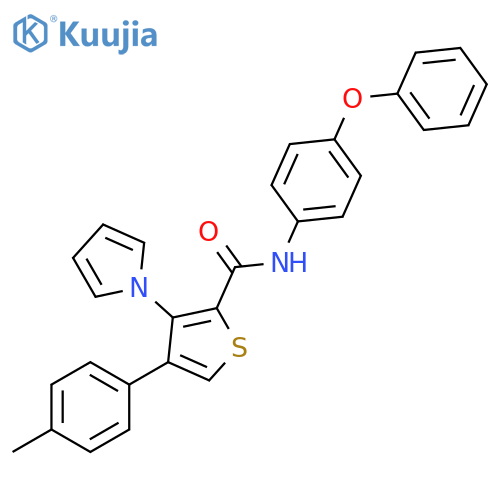 4-(4-methylphenyl)-N-(4-phenoxyphenyl)-3-(1H-pyrrol-1-yl)thiophene-2-carboxamide structure