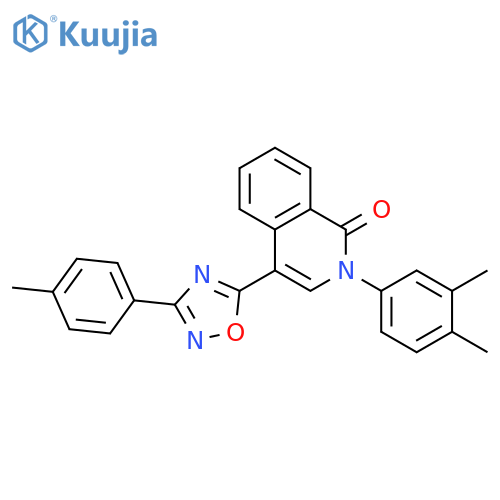 2-(3,4-dimethylphenyl)-4-[3-(4-methylphenyl)-1,2,4-oxadiazol-5-yl]-1,2-dihydroisoquinolin-1-one structure