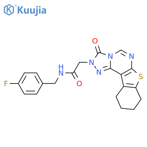 N-[(4-fluorophenyl)methyl]-2-{5-oxo-10-thia-3,4,6,8-tetraazatetracyclo[7.7.0.0^{2,6}.0^{11,16}]hexadeca-1(9),2,7,11(16)-tetraen-4-yl}acetamide structure
