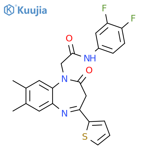 N-(3,4-difluorophenyl)-2-[7,8-dimethyl-2-oxo-4-(thiophen-2-yl)-2,3-dihydro-1H-1,5-benzodiazepin-1-yl]acetamide structure