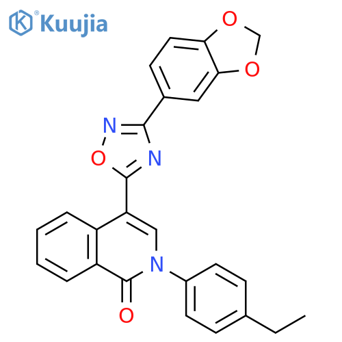 4-[3-(2H-1,3-benzodioxol-5-yl)-1,2,4-oxadiazol-5-yl]-2-(4-ethylphenyl)-1,2-dihydroisoquinolin-1-one structure