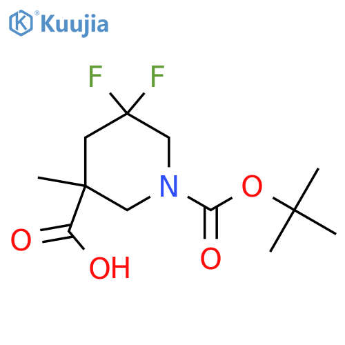 1-tert-butoxycarbonyl-5,5-difluoro-3-methyl-piperidine-3-carboxylic acid structure