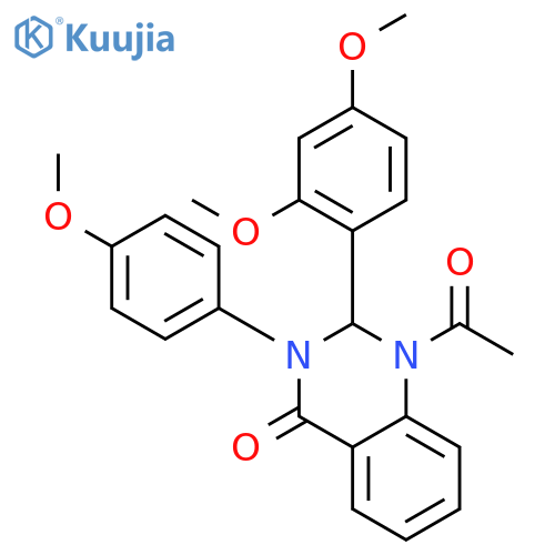 1-acetyl-2-(2,4-dimethoxyphenyl)-3-(4-methoxyphenyl)-2,3-dihydroquinazolin-4(1H)-one structure
