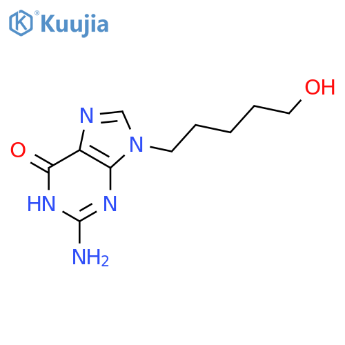 6H-Purin-6-one, 2-amino-1,9-dihydro-9-(5-hydroxypentyl)- structure