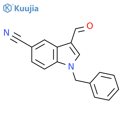 1H-Indole-5-carbonitrile, 3-formyl-1-(phenylmethyl)- structure