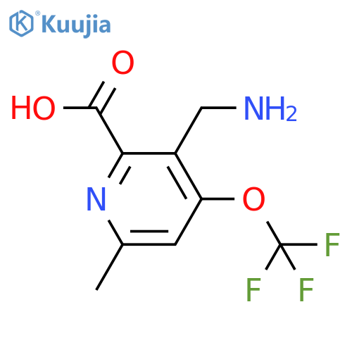 3-(Aminomethyl)-6-methyl-4-(trifluoromethoxy)pyridine-2-carboxylic acid structure