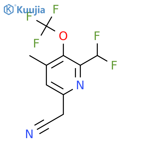 2-(Difluoromethyl)-4-methyl-3-(trifluoromethoxy)pyridine-6-acetonitrile structure
